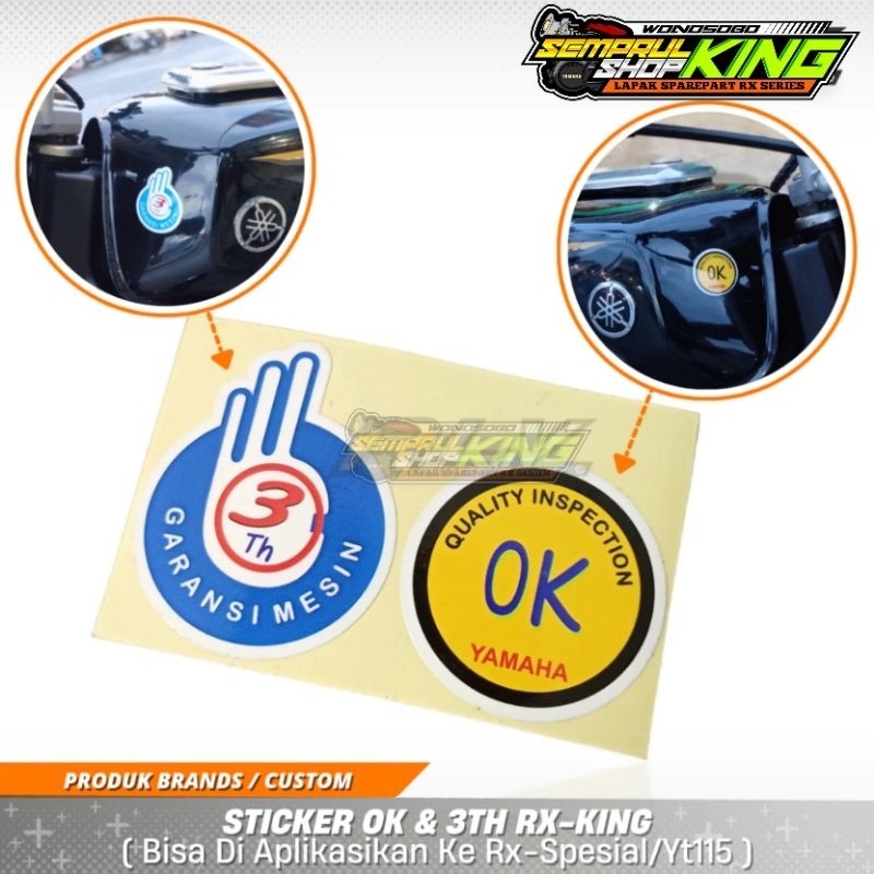 Stiker logo Ok dan sticker Garansi All YAMAHA Bisa untuk tangki rxking Rx king rxs rxk