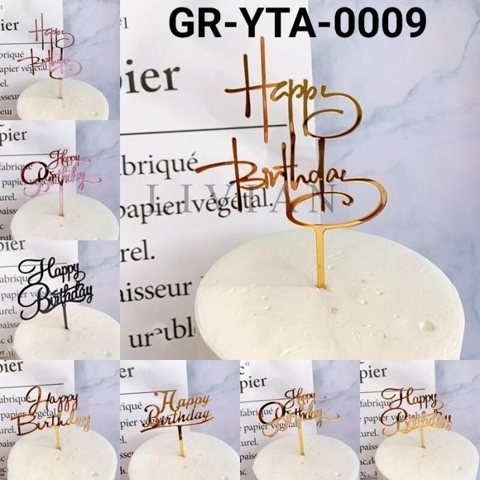 

lv GR-YTA-0009 Cake topper akrilik happy birthday emas rose gold - YTA-0009-PH