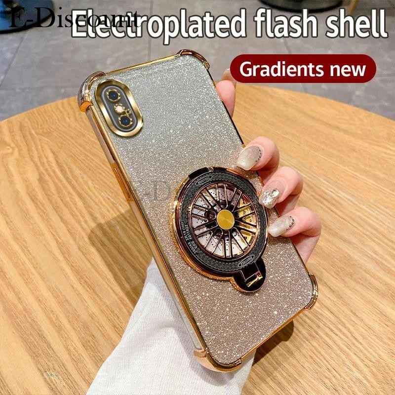 New Phone case IPhone X Back cover Shockproof Plating Rotating Gyro Stand Cover For IPhoneX Phone ca