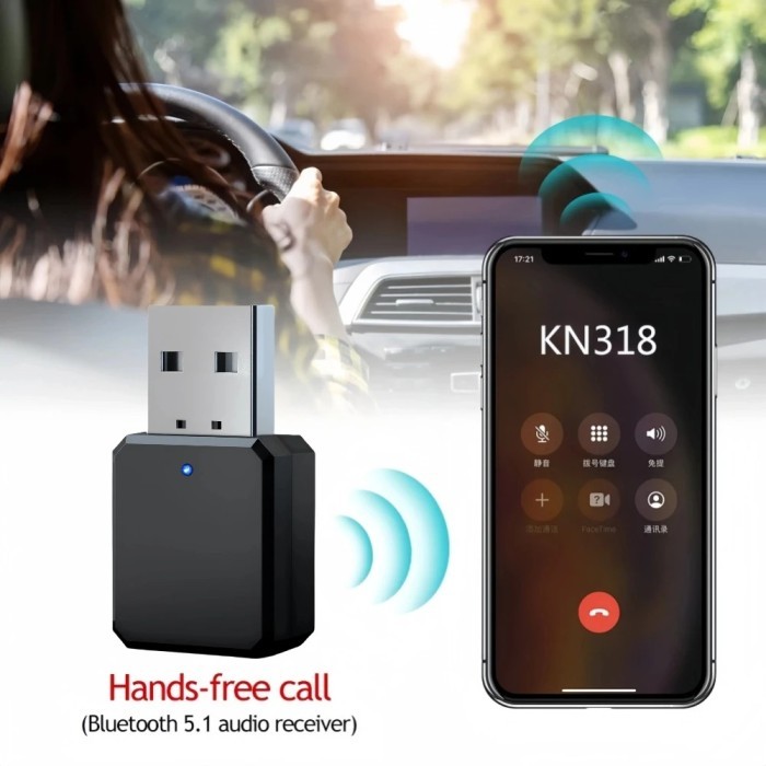 Bluetooth 5.1 Audio Receiver AUX USB Stereo Car Hands-Free Call Wireless Adapter Video Receiver Audi