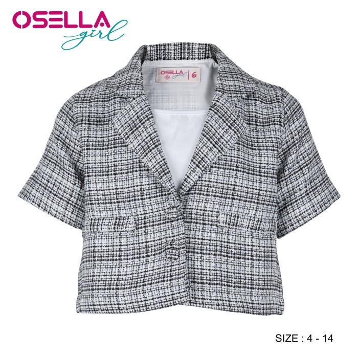 Osella Kids Short Sleeve Tweed Look Blazer In Black And White Pattern With Additional Tanktop 236140
