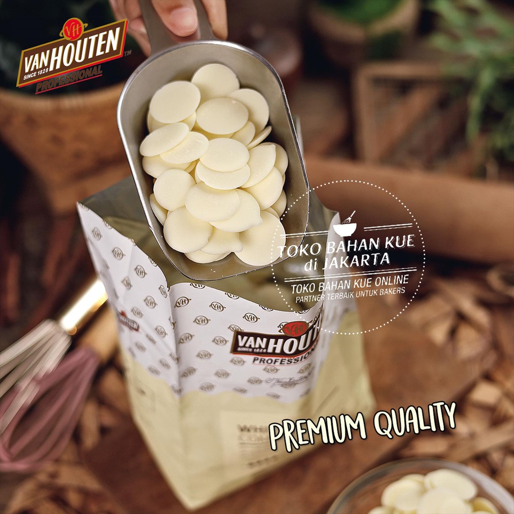 

Van Houten 100gr Compound White Coin Chocolate Putih Professional Baking