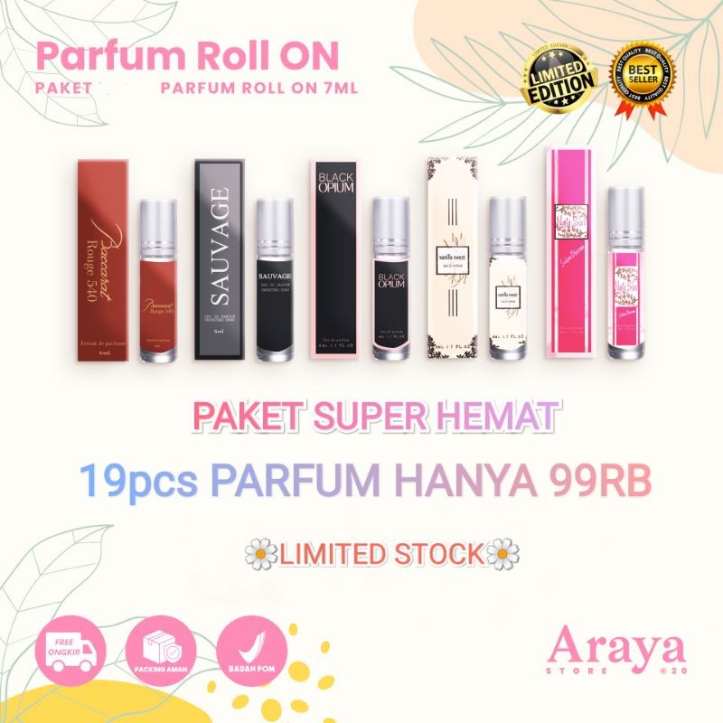 PAKET USAHA PARFUM 19PCS ROLL ON PARFUM TAHAN LAMA PARFUM PRIA PARFUM WANITA PARFUM VIRAL