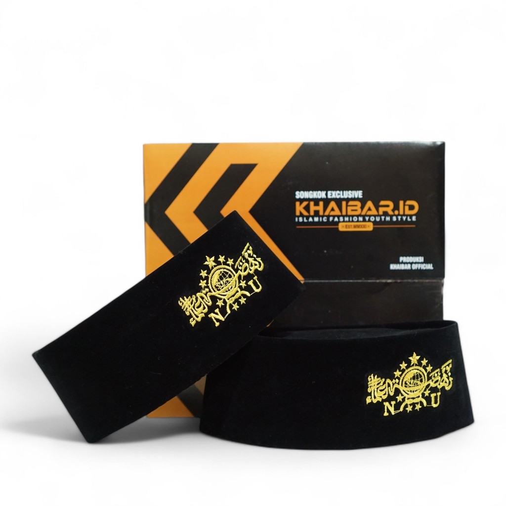 SONGKOK NU KHAIBAR PECI HITAM NU BORDIR KUNING KOPIAH NU KHAIBAR KOPYAH HITAM NU DEWASA ANAK PECI NU