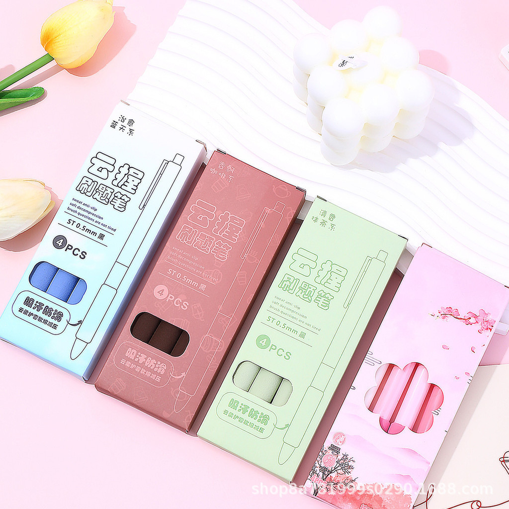 

TERFAVORIT 1 SET 4PCS PULPEN GEL MEKANIK 0.5 MM DENGAN BANTALAN PENA NYAMAN MATTE COLOR EDITION FS