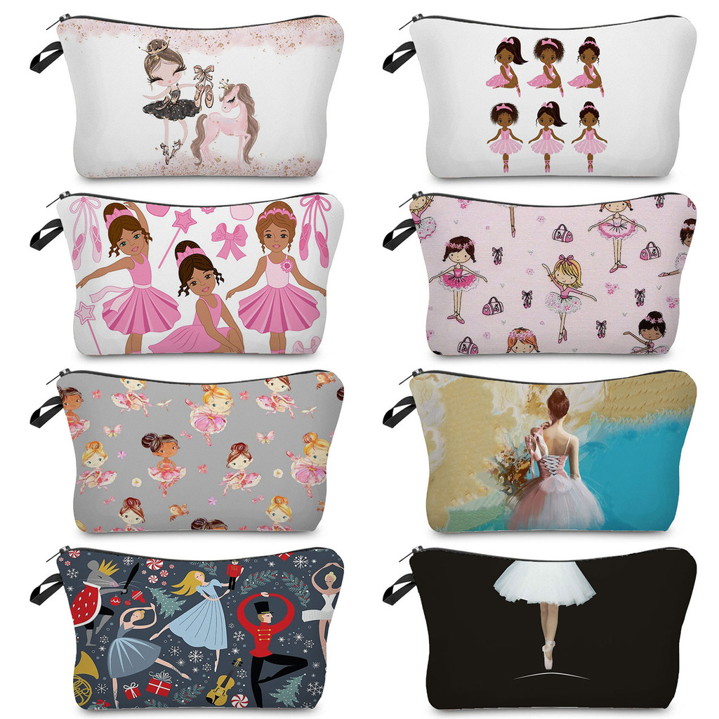 

Ballet Art Girl Fashion Printed Cosmetic Bags Toiletries Organizer School Daily Pencil CasesOutdoor Practical Makeup Bag Female