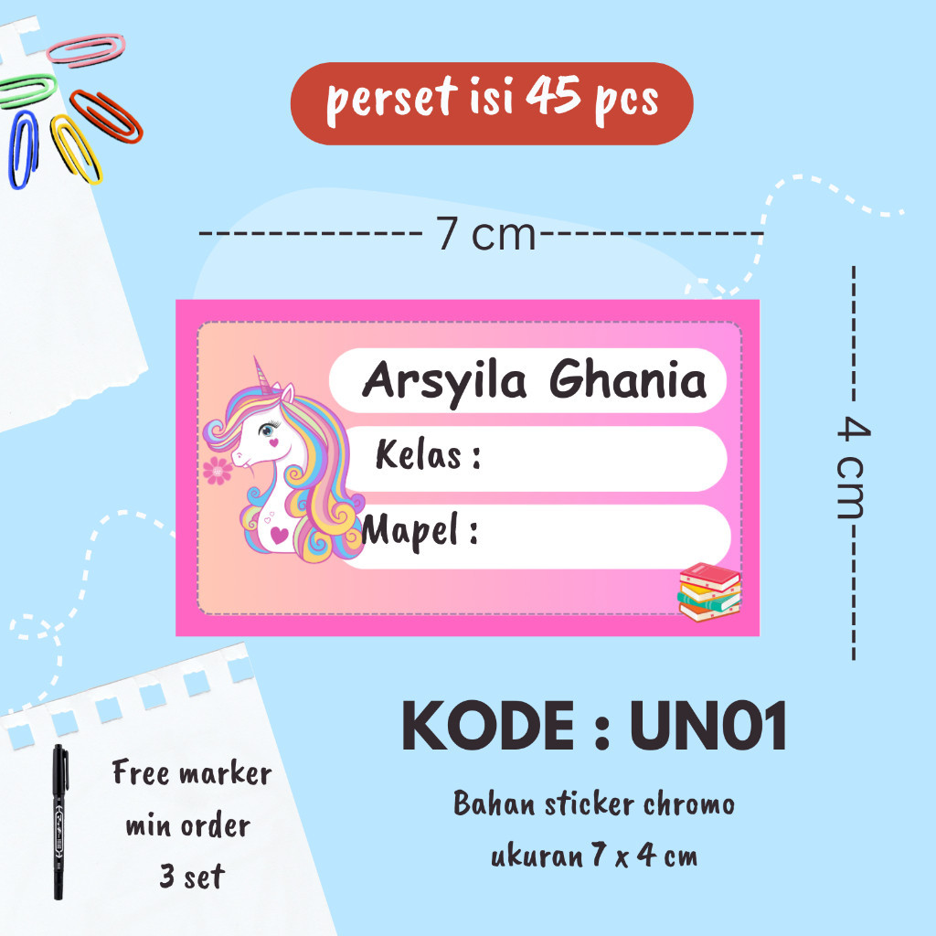 

Sticker Label Buku Pelajaran motif Anak CEWEK( 45 pcs)