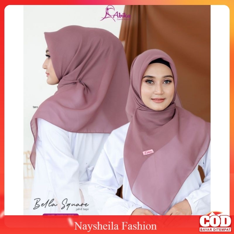 Bella Square By Abika Hijab Kerudung Segi empat 4 Polos Bahan Chiffon Fine Terbaru Kekinian Jilbab P