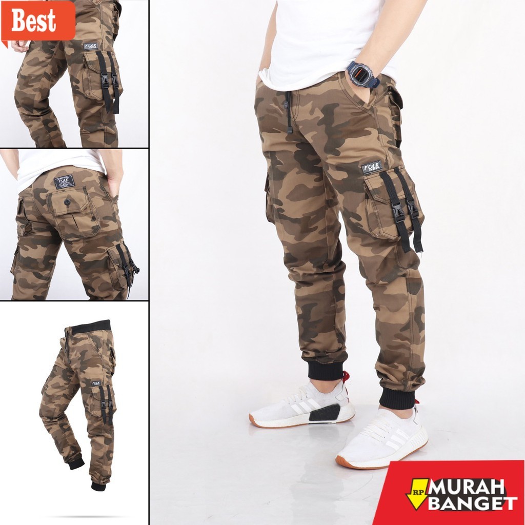 celana cargo panjang pria Celana panjang cargo joger motif camo army folksystem