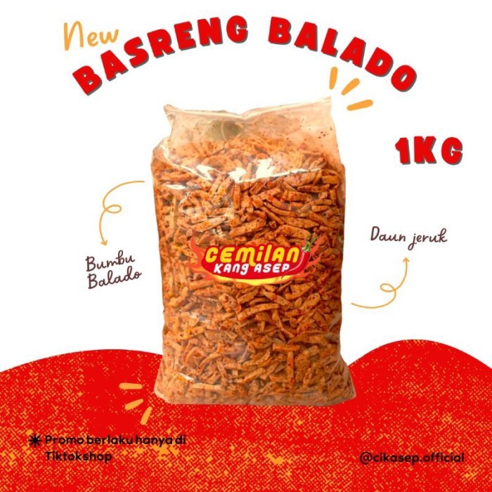

New Basreng Balado Daun Jeruk Cemilan Kemasan 500gr-1Kg - 500gr