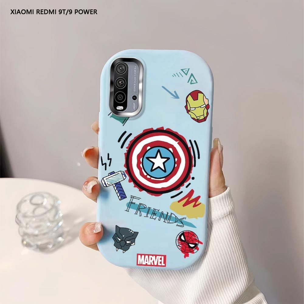 Softcase Untuk Xiaomi Redmi 9 9T 9A 9C A3 Marvel Superhero Logo Back Cover Case Soft Original Liquid