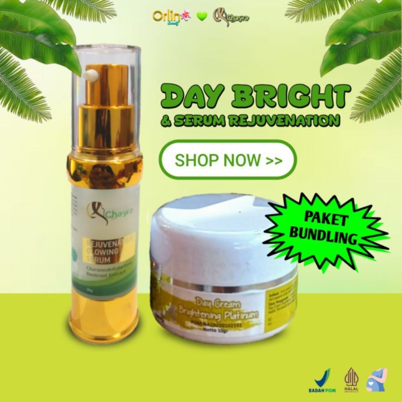 (HADIAH GRATIS) Orlin Beauty Skincare Paket Bundling Day Cream Brightening + Serum Rejuvenation Best