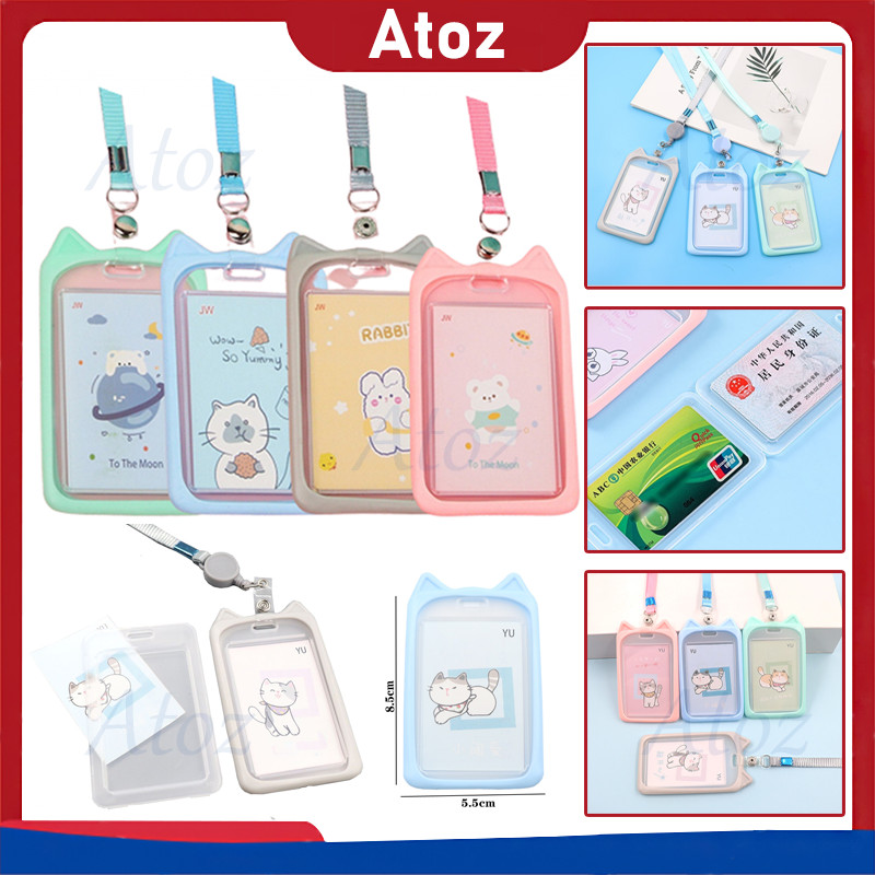 tali tas kartu akses kantor/tempat kartu lanyard motif kucing/tempat kartu lanyard tag nama