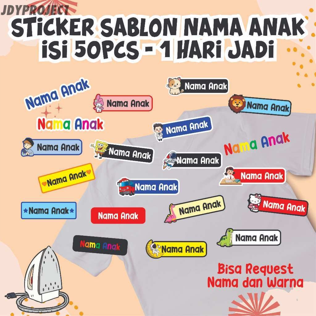 

label setrika - label nama baju isi 50pcs