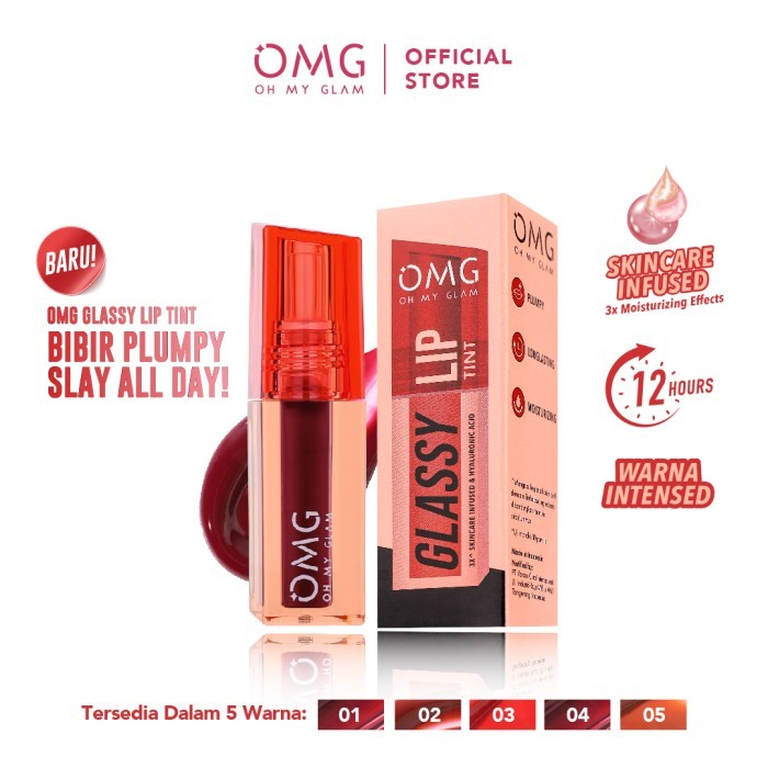 OMG Oh My Glam Paket Makeup Sat Set - Twin Pack Glassy Lip Tint 2g - Lip Tint Warna Intense Tahan 12