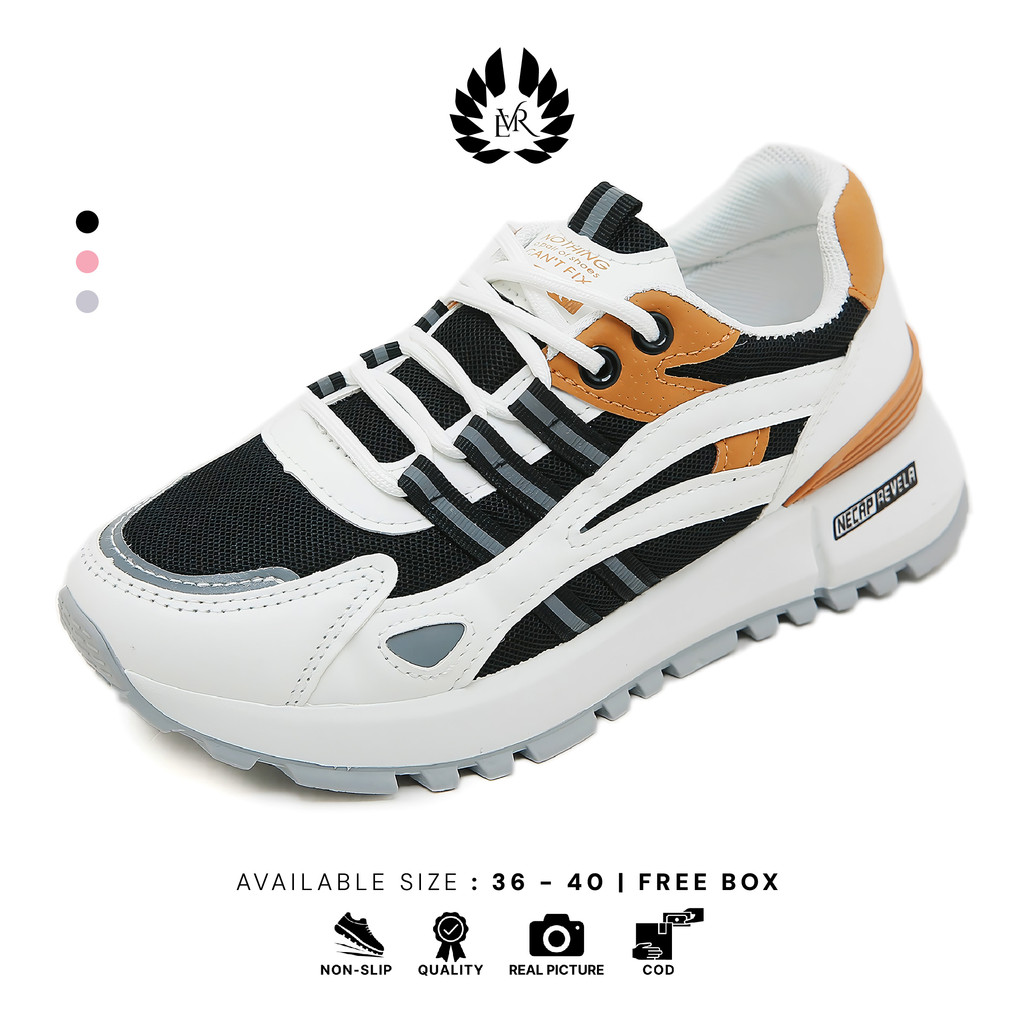 EVR [SALE RAMADHAN] LV0239 Sepatu Sneakers  Fashion Wanita Sporty  Motif Garis Necap Revela Fashion