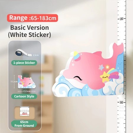 Meteran Pengukur Tingi Badan Anak Wall Stiker dingding Magnetik 65-183 Karakter binatang Untuk Anak