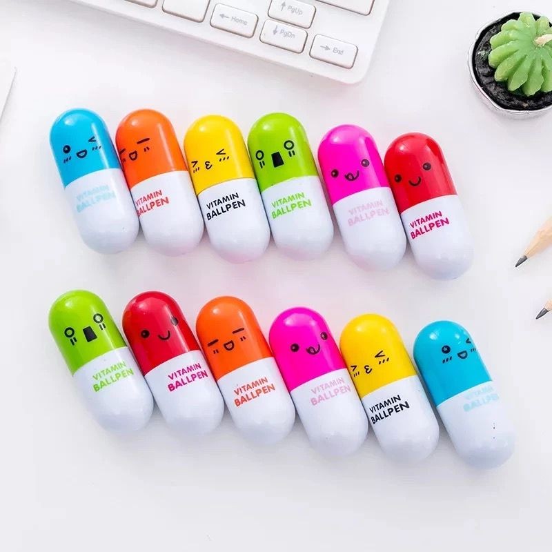 

Pulpen Emoticon Vitamin / Pen Unik / Pena Kapsul