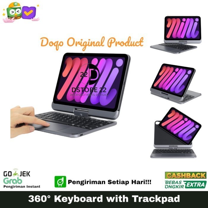ORIGINAL DOQO iPad Mini 6 Magic Keyboard Trackpad Case Casing 360 Smart Flip Cover