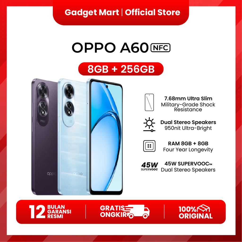 OPPO A60 NFC 8/256GB - Garansi Resmi