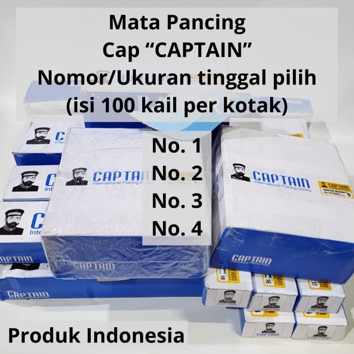 Mata Pancing Captain 2335 No. 1, No. 2, No. 3, No. 4 (1 kotak isi 100 mata pancing) - Tidak Ecer