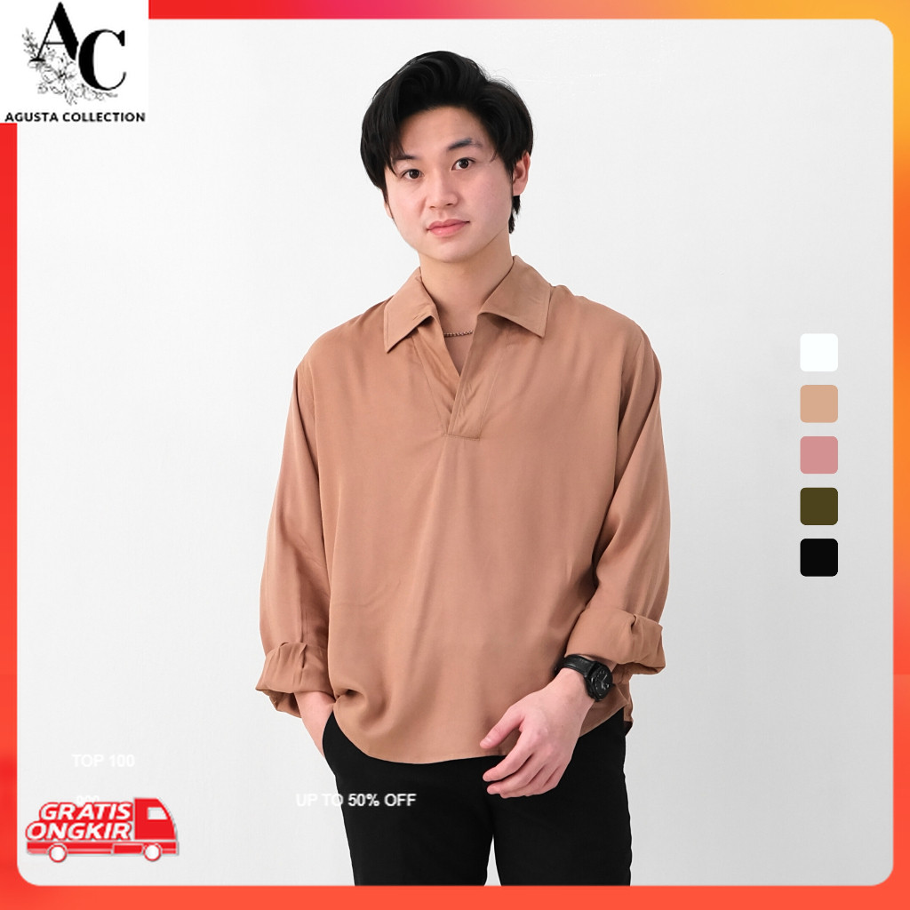 Kemeja Korea / SANVANINA Busan Korean Long Shirt | Kemeja Pria Korea Lengan Panjang | Kemeja Oversiz