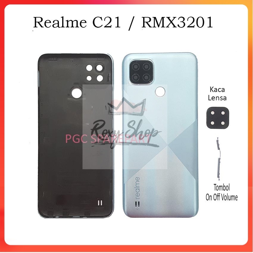 Ori Backdoor Casing Belakang Realme C21 / RMX3201 Realmi Relme Relmi Real Me Mi Back Cover Case Door