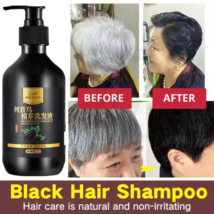 Sampo Penghilang Uban Shampoo Black Herbal Natural Polygonum Multiflorum Hair Blackening perawatan r