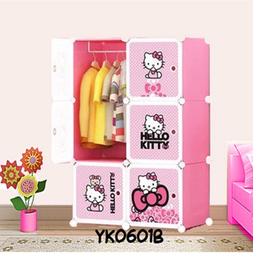KI98U Lemari Pakaian Plastik Lemari Portable Anak Rak Baju Gantungan 6 Pintu HDS SURABAYA