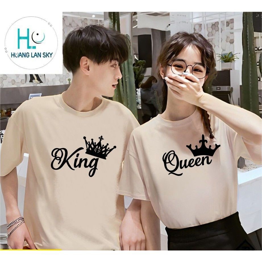FestKaos Baju Kaos Distro Pasangan Couple King And Queen Pria Dan Wanita Katun Premium Cowok Cewek D