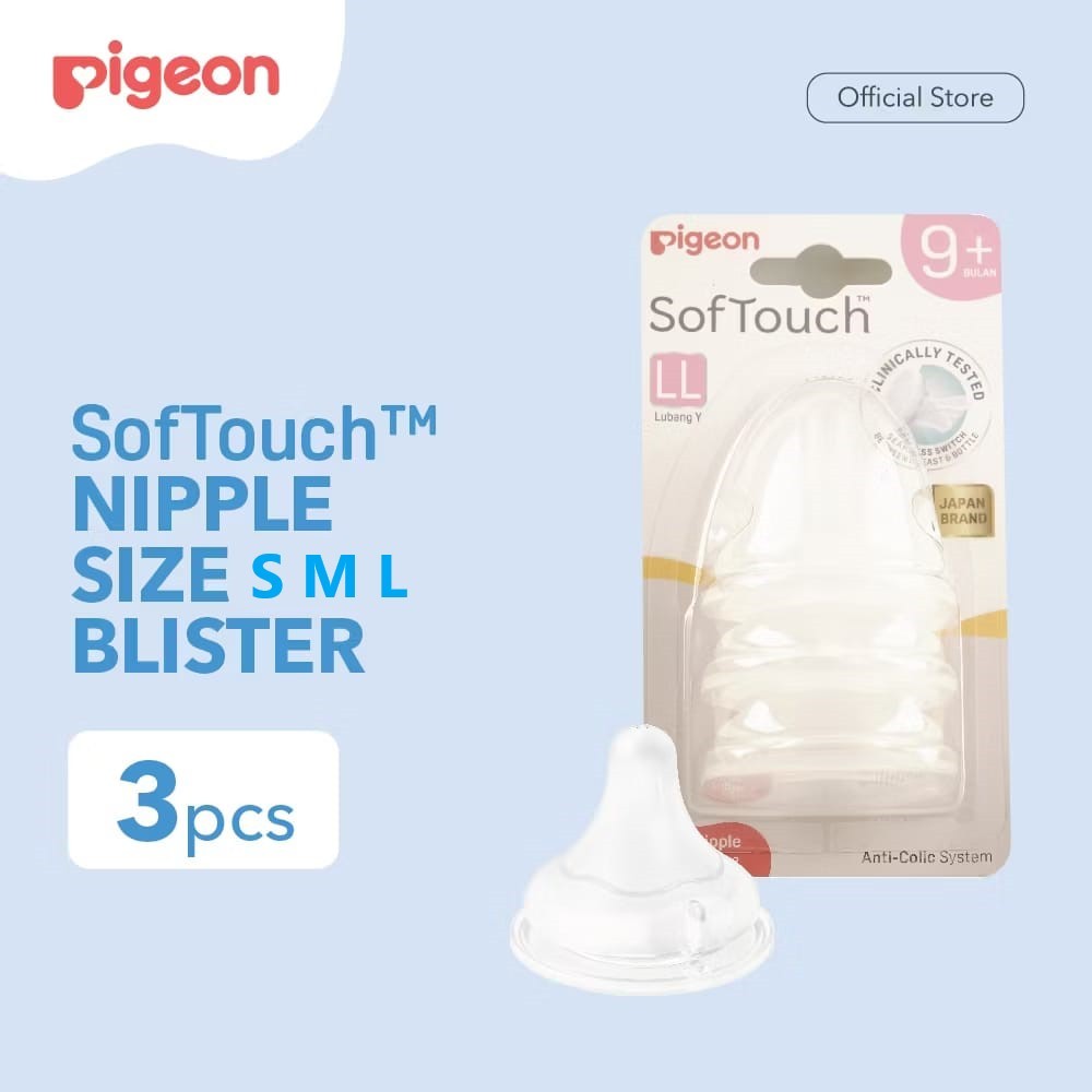 lll MOMS_ PIGEON Soft Touch Nipple for Wide Neck Bottle Dot WideNeck Niple Blister 3pcs Newborn