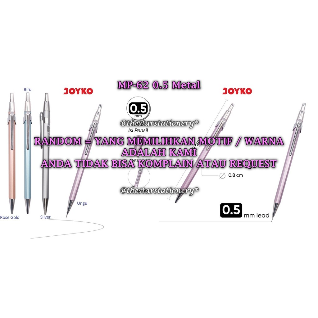 

(1 Biji) GROSIR Pensil Mekanik Joyko MP-62 0.5 mm / Mechanical Pencil Joyko MP-62 (1 Biji)