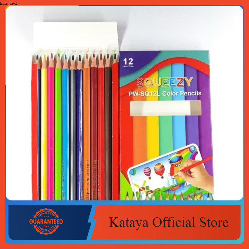 Pensil Warna Squeezy Panjang 12 Warna Murah / Color Pencil PW-SQ12L