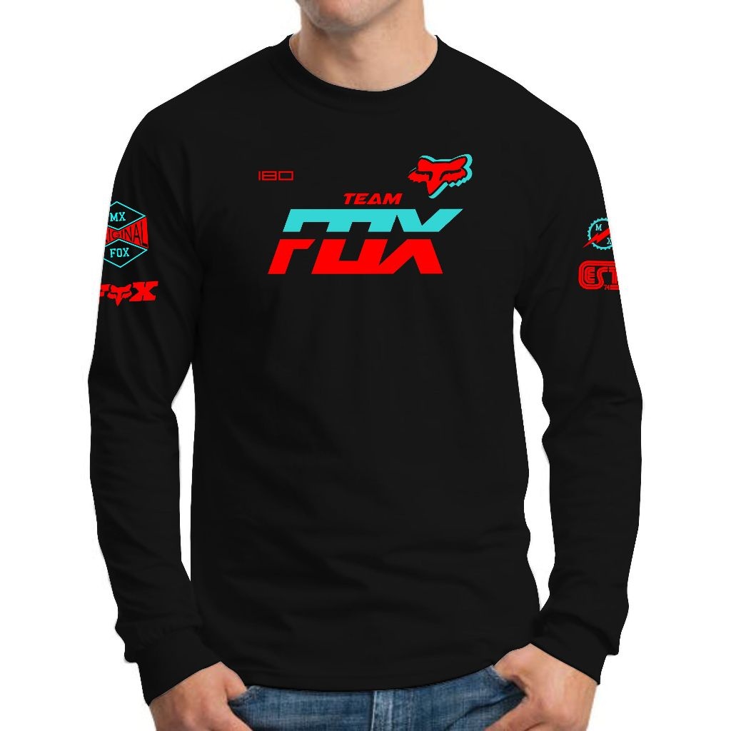 kaos distro pria,kaos fox,baju lengan panjang,kaos motor cross,baju motor cross,kaos trail,baju trai