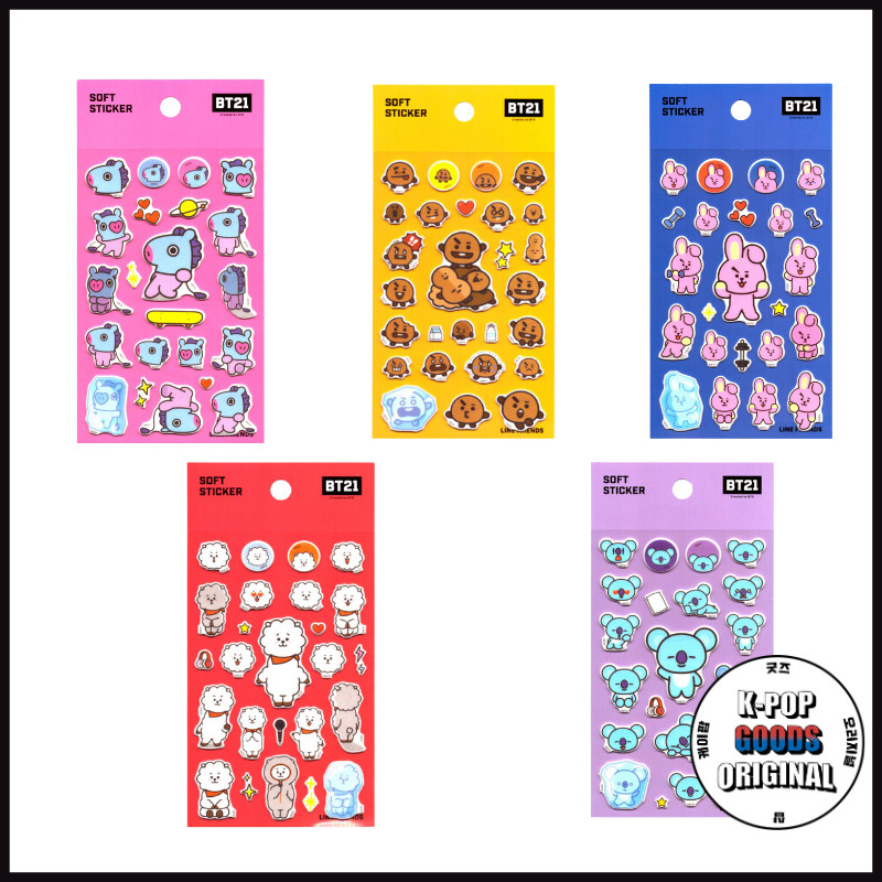 

BT21 (1st) Soft Sticker Mang 9018 / Shooki 9016 / RJ 9015 / Koya 9012 / Cookie 9017