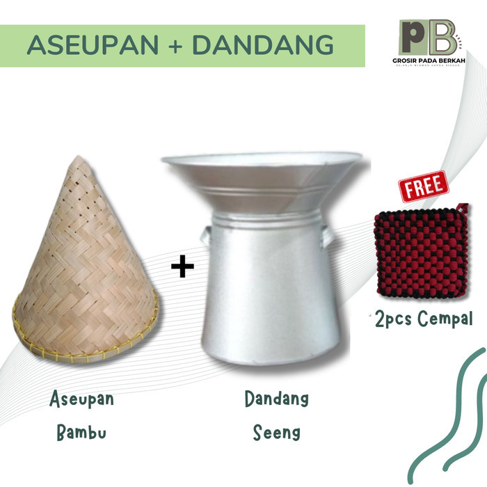 Aseupan Bambu + Dandang Seeng Alumunium Langseng Panci Kukus Seeng Kuno BOMB
