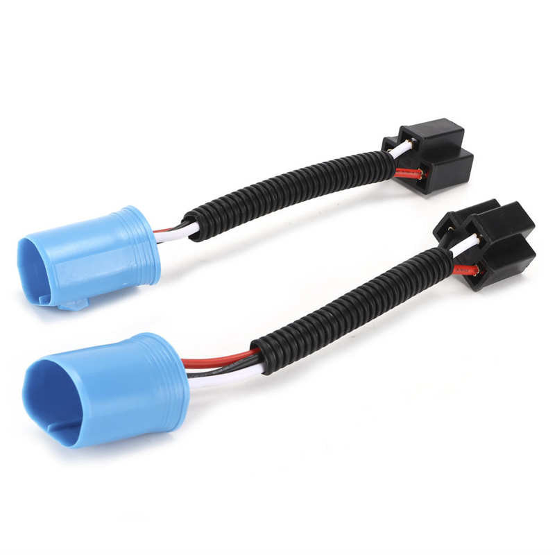 2pcs 12-24V 9007 Male to H4 9003 Female Headlight Fog Lights Wire Harness Connector Adapter Replacem