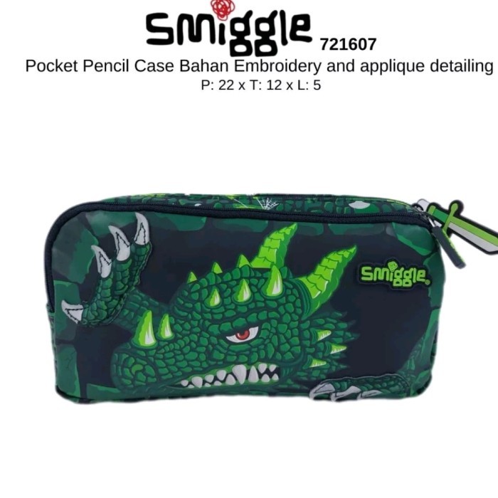 Tas Smiggle Dragon Dino Green Backpack, Lunch bag, Botol, Pencil Case - botol minum