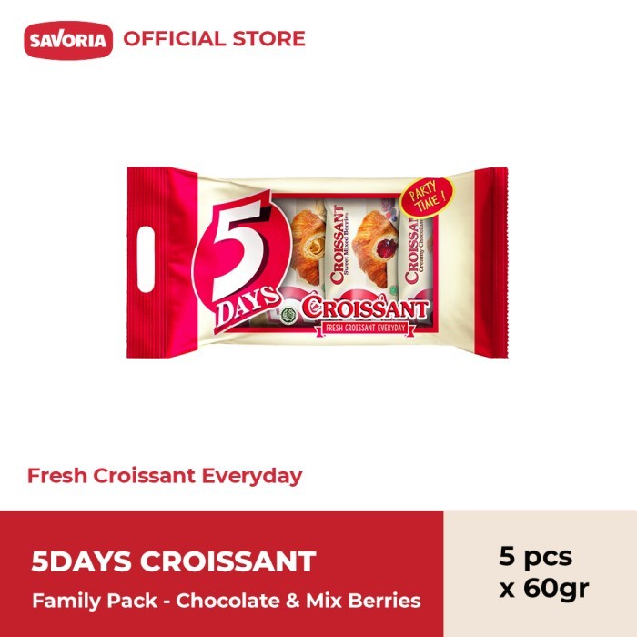 

5 Days Croissant Family Pack - Roti Croisant Isi 5 Pcs x 60g