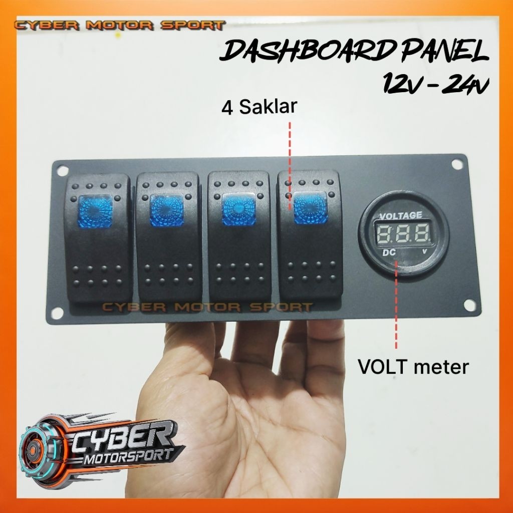 Dashboard panel mobil universal 12volt 24volt interior panel  saklar lampu Volt meter  sakelar switc