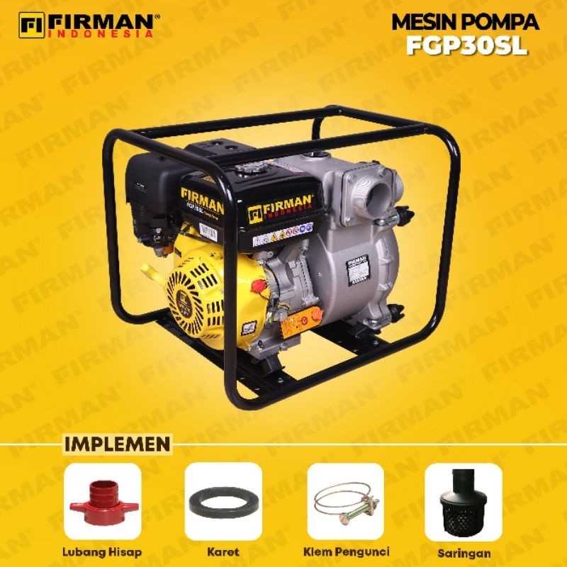 Mesin Pompa Air Irigasi Firman FGP 30 SL Pompa Alkon Cairan Kental 3 Inch 9HP Bensin FGP30SL
