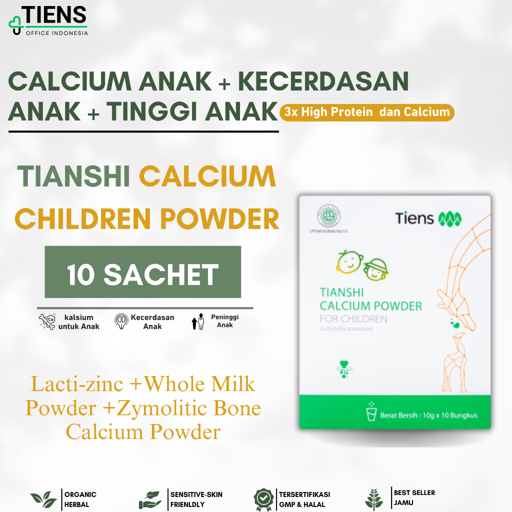 Tiens Calcium Powder For Children Kalsium Anak Susu Peninggi Badan Anak Cerdas Daya Ingat Probiotik