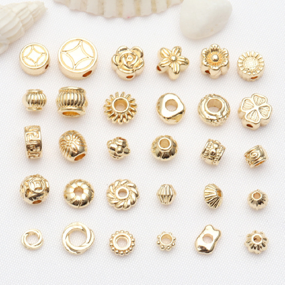 (harga 100) tas emas 14k, manik-manik pengawet warna, nampan bunga bulat, spacer manik-manik, gelang