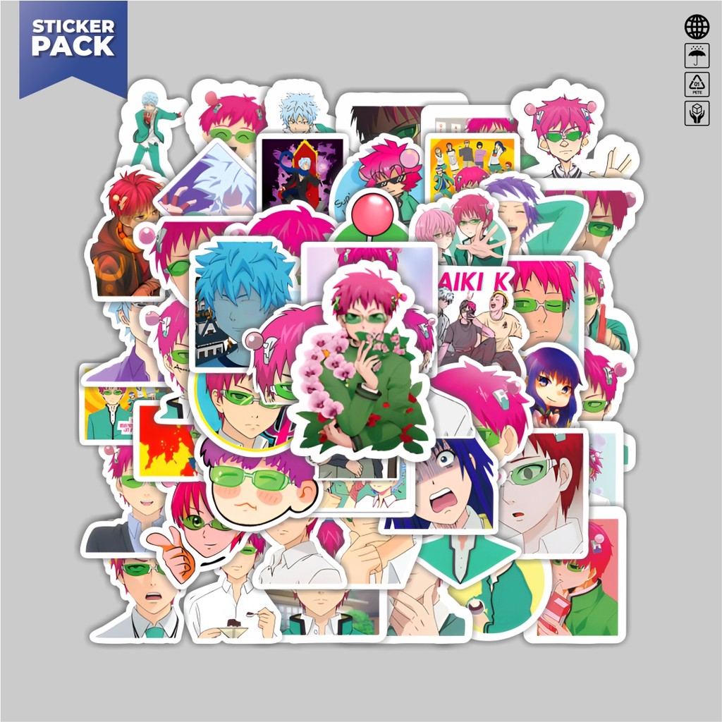 

[100PCS]Stiker Pack Stiker Saiki Kusuo Aesthetic Vinyl Anti Air Dekorasi Sticker Laptop Buku Journal Koper Helm Casing HP Gitar Helm Skateboard