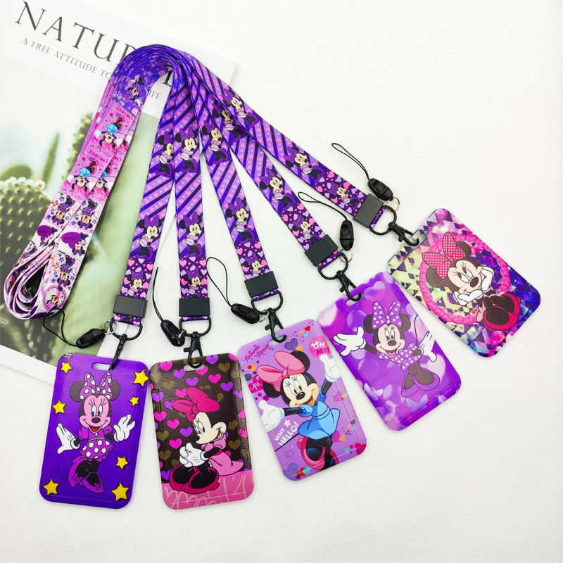 

Disney Minnie Lanyard ID Badge Card Holders Girls Door Card Case Hanging Rope Badge Holder Neck Strap Business Card Small Gift