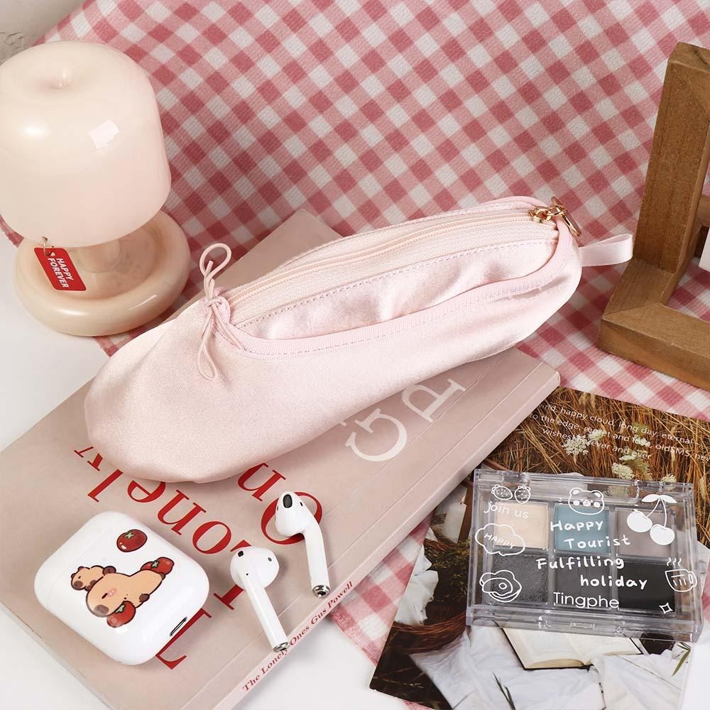

Large Capacity Ballet Shoes Pencil Case Cute Design Makeup Bag Satin Stationery Bag Pencil Holder Desktop Organizer
