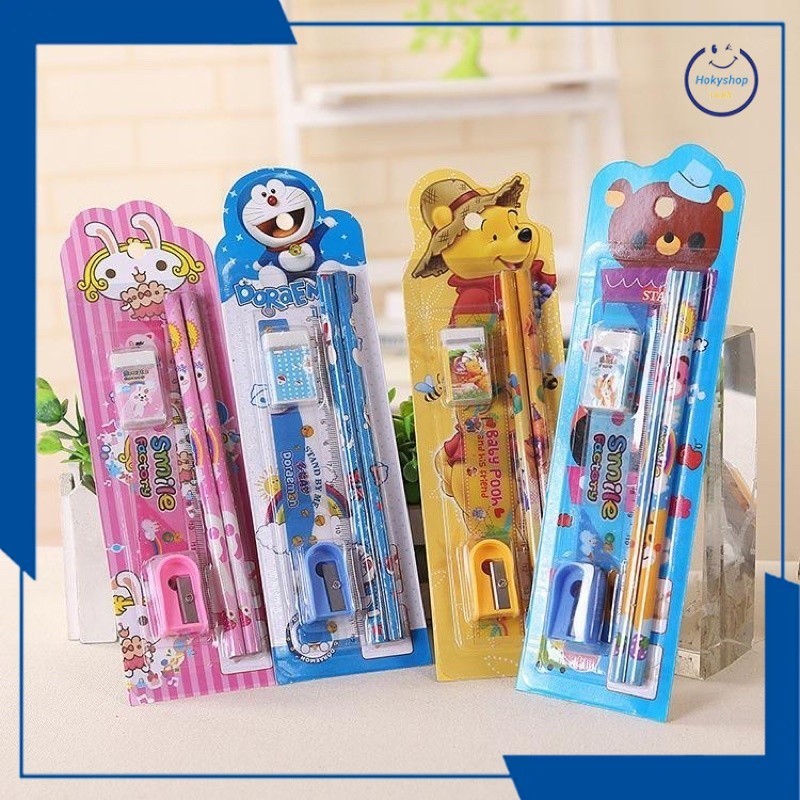 

HKS PAKET 5PCS Pensil Stationery Alat Tulis set 5 in 1 Karakter Kartun Souvenir Pesta ulang tahun