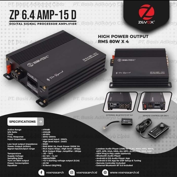 Processor Zevox ZP6.4 amp 15D ZP 6.4amp 80 watt dsp Vox ZP 6.4 Amp