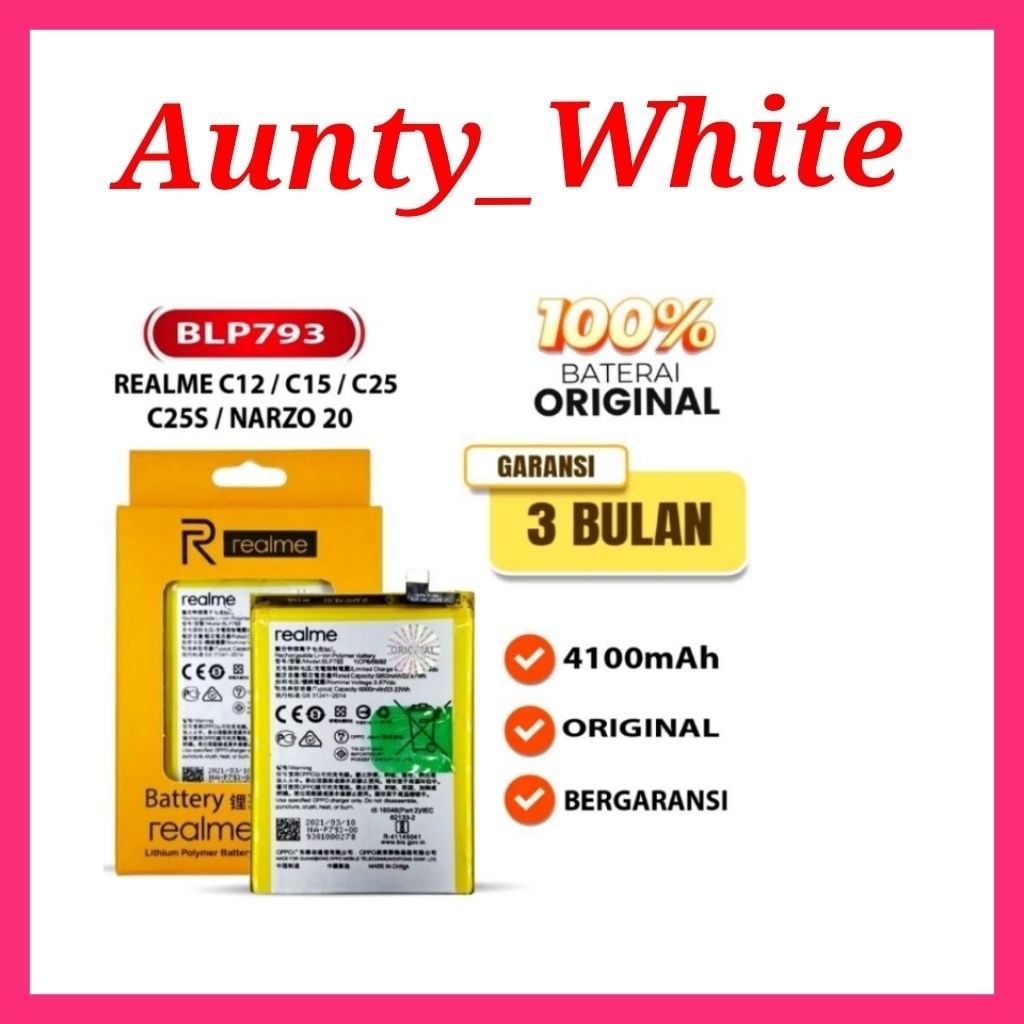 New Batre Batrei Batrai BLP793 Batu Baterai Battery Realme C11 2020 / C12 / C15 / C25 / C25S / Narzo