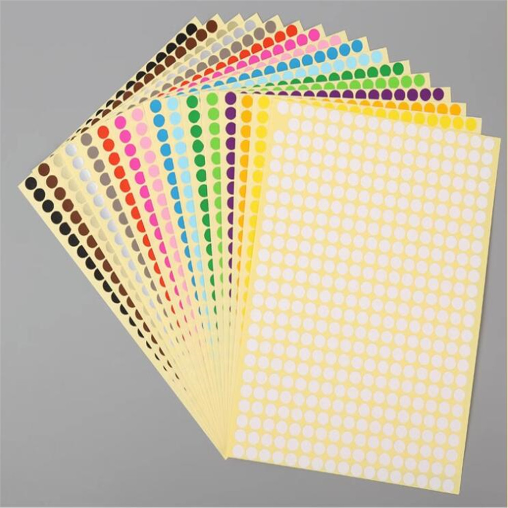 

6mm small round stationary stickers Black White Pink Green dot Sticker 15sheets/bag